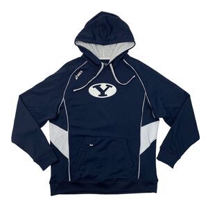 Asics Hoodie Mens M Medium Navy Blue NCAA Football Brigham Young Sweatshirt BYU